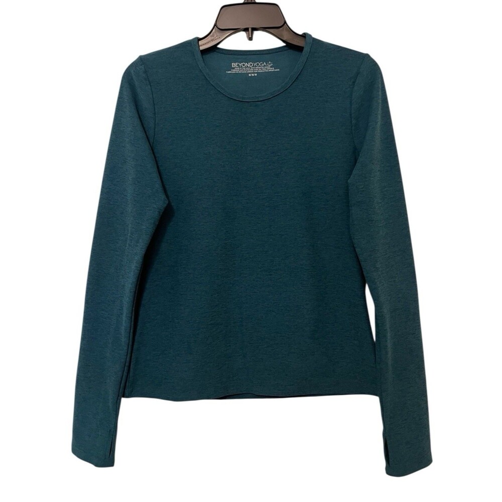 BEYOND YOGA Classic Crew Pullover Deoch Green Spacedye Fitted Active Women's MED